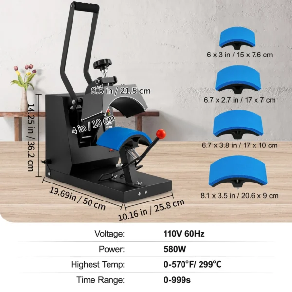 Máquina Térmica de Gorras 4 en 1 VEVOR Transferencia de Sublimación 6 x 3 Pulgadas - Image 4