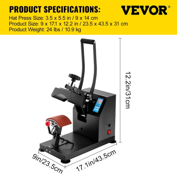 Prensa Térmica de calor para Gorras Temporizador LCD Digital VEVOR - Image 3